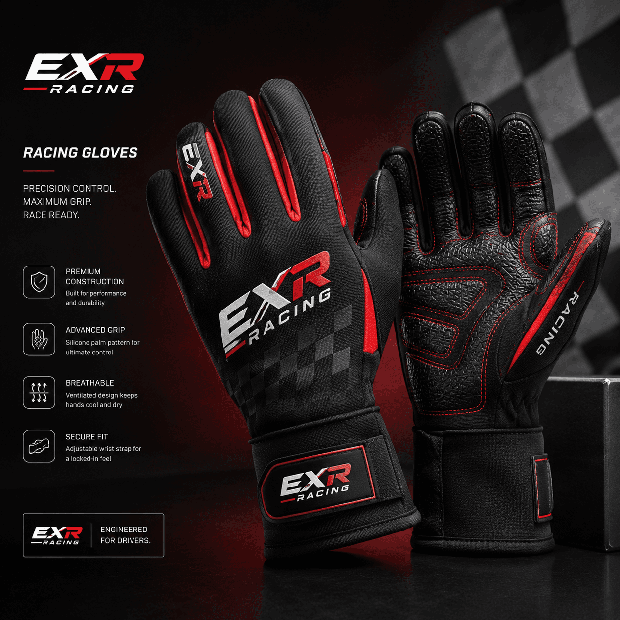 قفازات قيادة EXR Racing